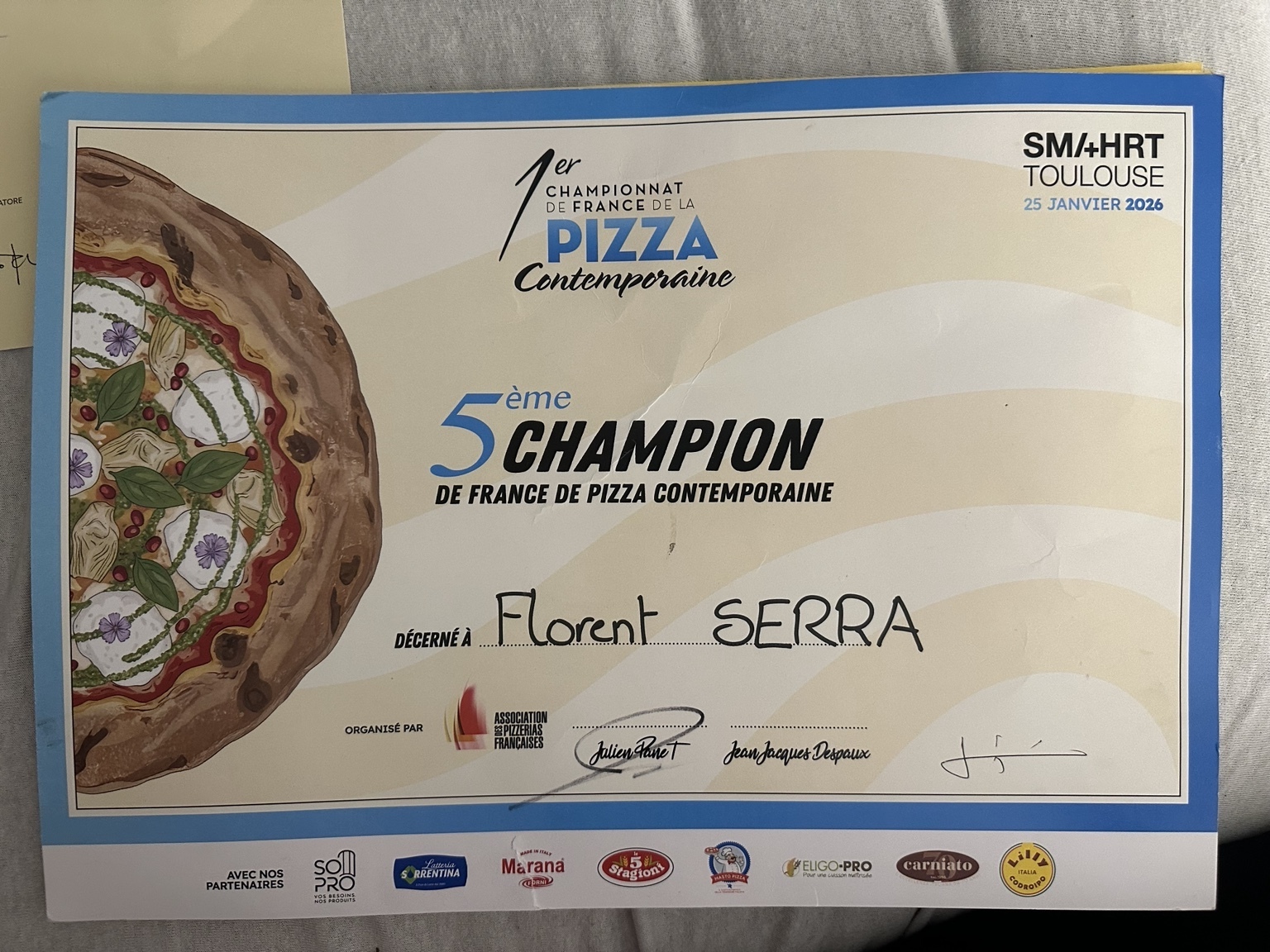 Cinquième au Championnat de France de pizza contemporaine
